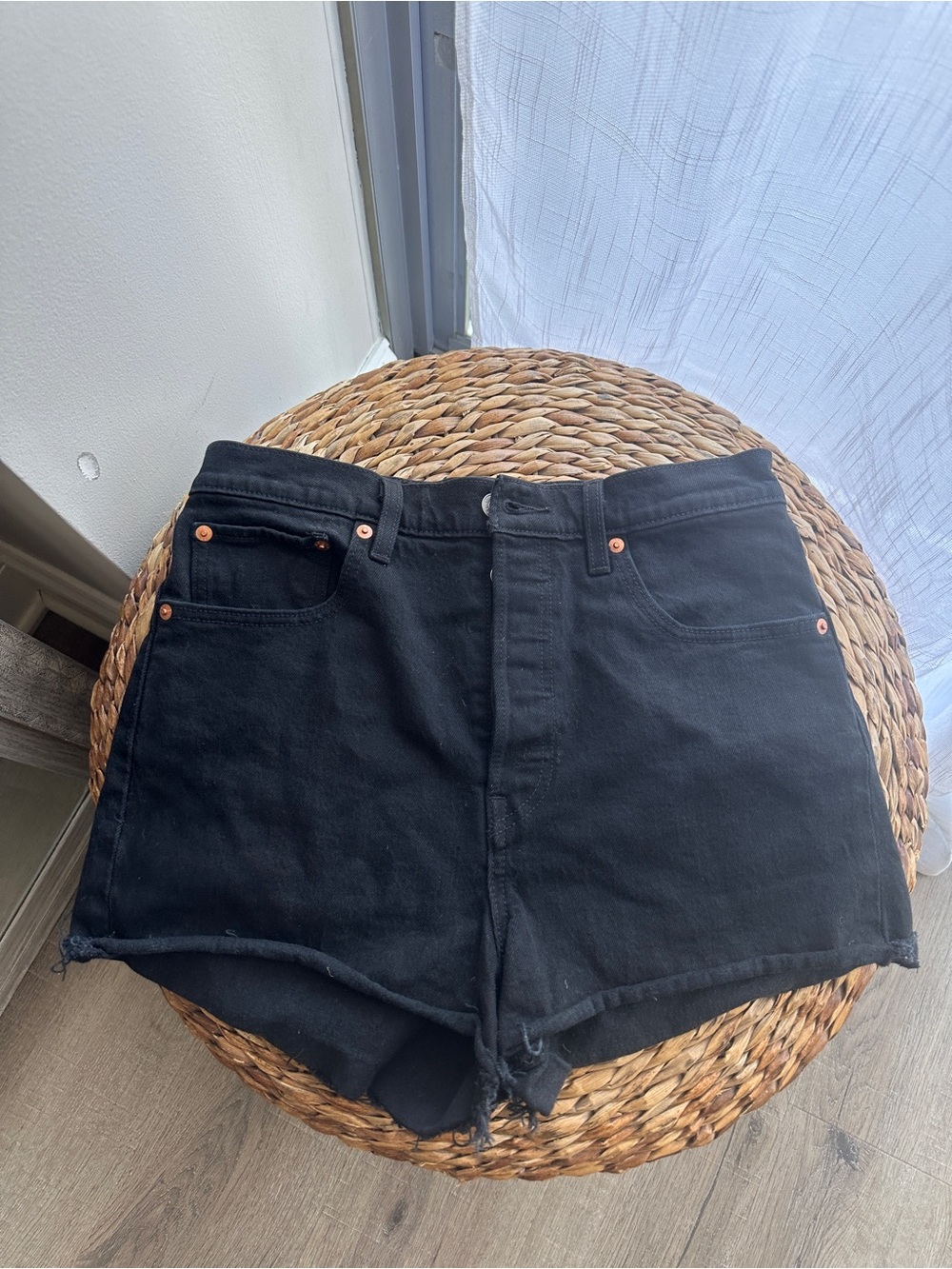 Women's Black High-Rise Denim Cutoff Shorts